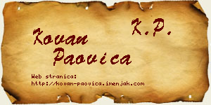 Kovan Paovica vizit kartica